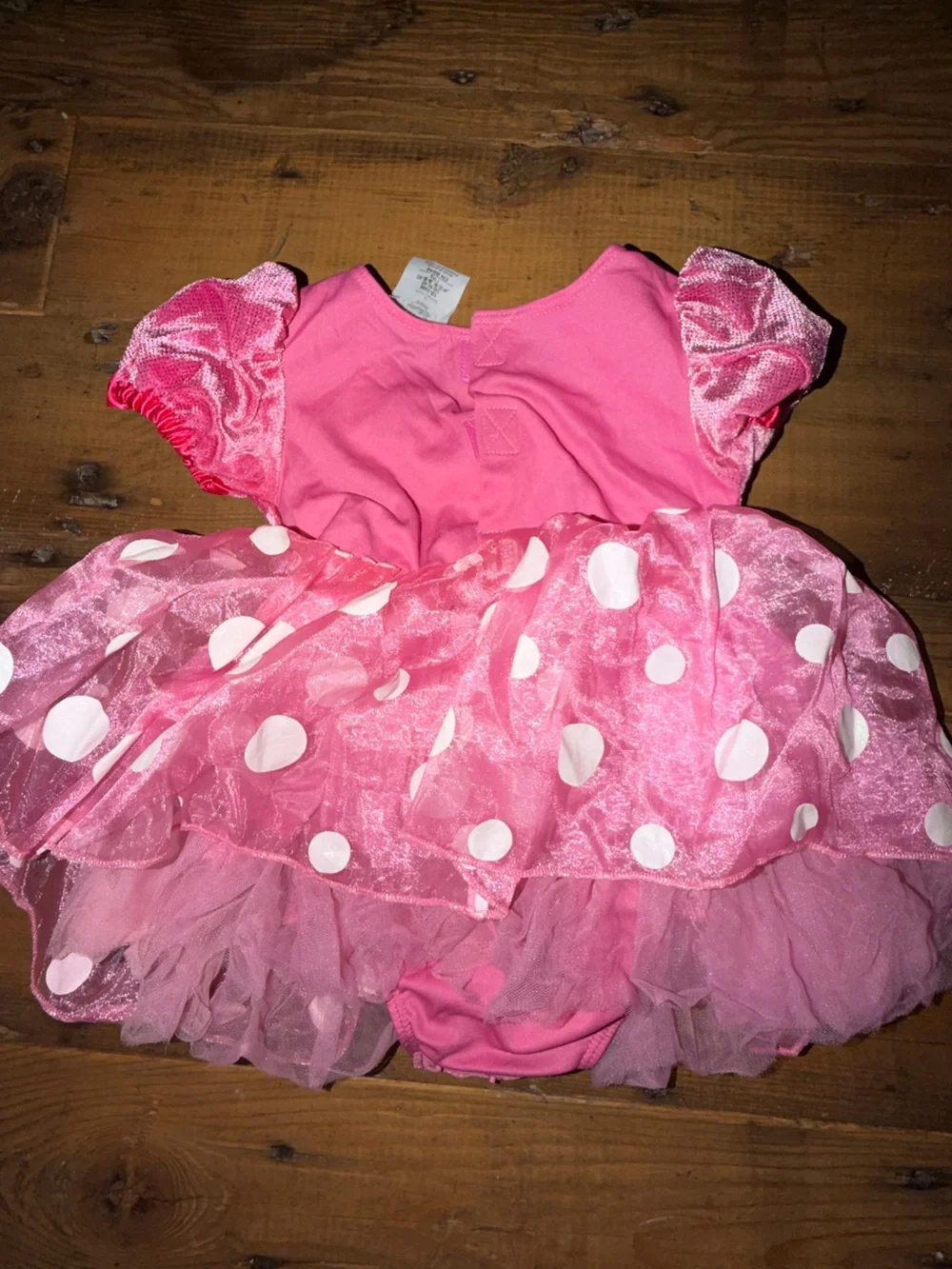 Disney Pink & White Polka Dot Minnie Mouse Costume Dress w/diaper cover 12-18 M